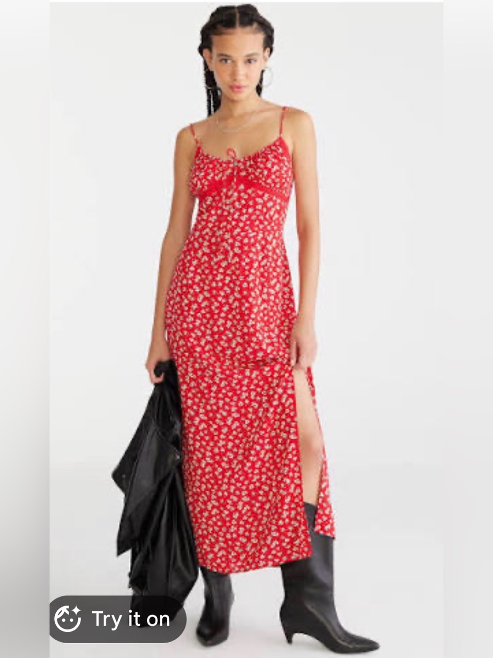 Aeropostale Red Floral Smocked Slip Dress. SZ. L. NWT